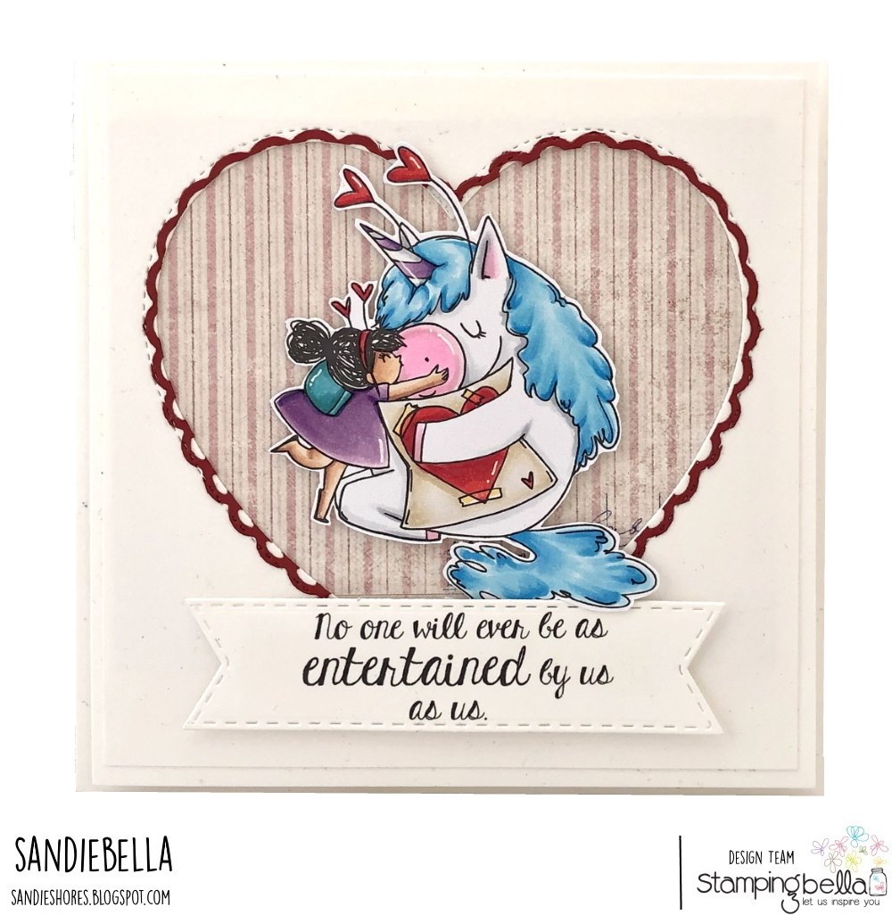 www.stampingbella.com: rubber stamp used: meet ROSIE SMOOCHES BERNIE. Card by Sandie Dunne