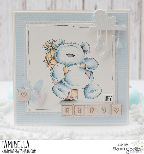 www.stampingbella.com: rubber stamp used: SQUIDGY AND TEDDY.  CARD BY Tamara Potocnik