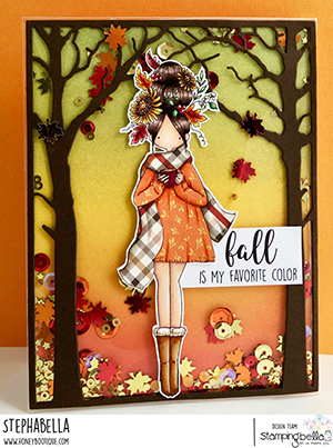 www.stampingbella.com: rubber stamp used: CURVY GIRL LOVES AUTUMN card by Stephanie Hill