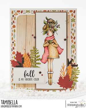 www.stampingbella.com: rubber stamp used: CURVY GIRL LOVES AUTUMN card by Tamara Potocnik