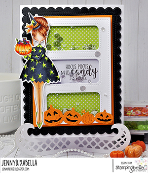 www.stampingbella.com: rubber stamp used: CURVY GIRL LOVES HALLOWEEN card by Jenny Dix