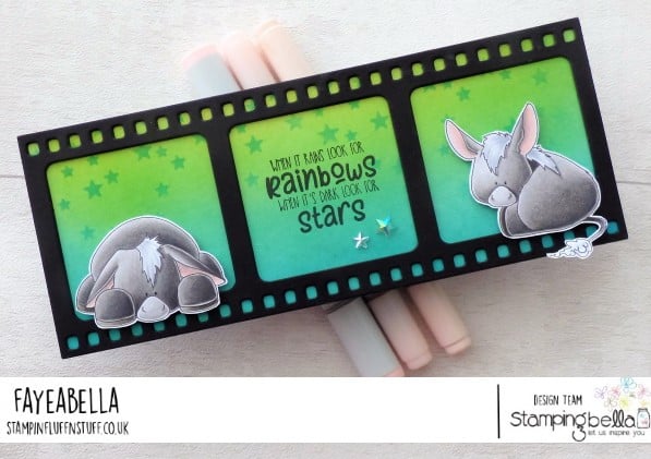 www.stampingbella.com: rubber stamp used: DONKEY TRIO STUFFIES.. card by Faye Wynn Jones