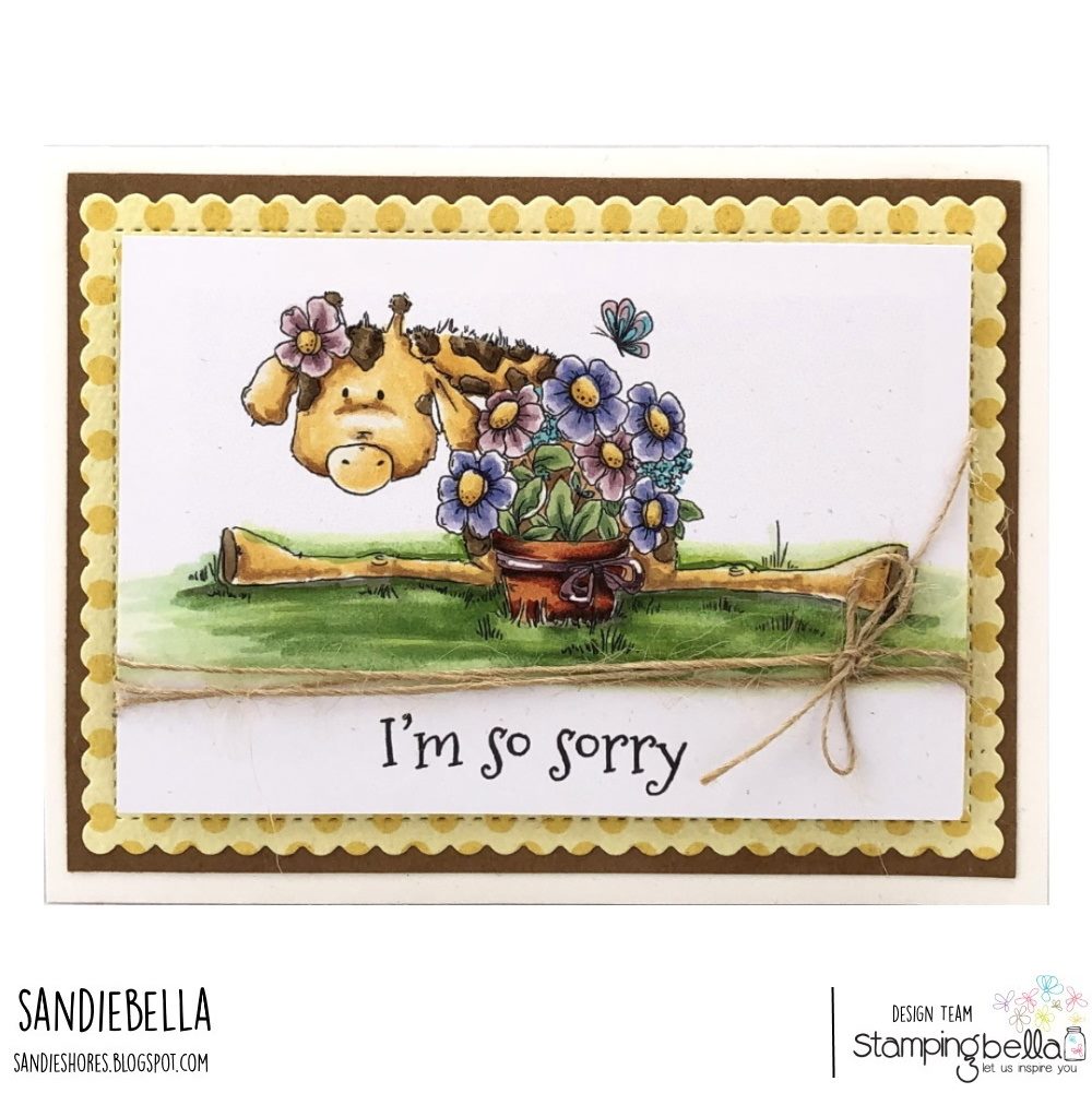 www.stampingbella.com : rubber stamp used- GIGI the Giraffe stuffie, card by Sandie Dunne