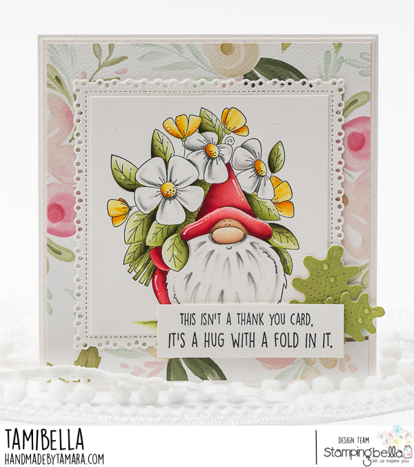 www.stampingbella.com: rubber stamp used GNOME BOUQUET.  Card by Tamara Potocnik 