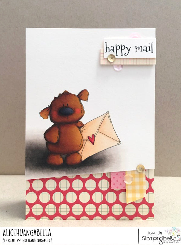 www.stampingbella.com : rubber stamp used- Harry the Happy mail stuffie card by ALice Huang