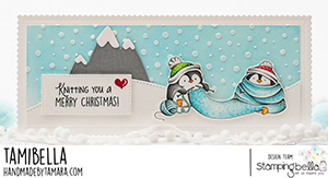 www.stampingbella.com: rubber stamp used Knitting Penguin. Card by Tamara Potocnik