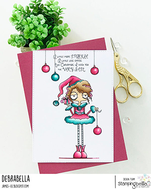 www.stampingbella.com: rubber stamp used: GIRL ELF card by DEBRA JAMES