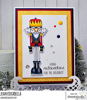 www.stampingbella.com: rubber stamp used: ODDBALL NUTCRACKER card by Jenny Dix