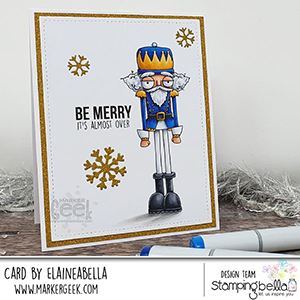 www.stampingbella.com: rubber stamp used: ODDBALL NUTCRACKER card by Elaine Hughes