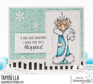 www.stampingbella.com: rubber stamp used: ODDBALL SNOW QUEEN card by Tamara Potocnik