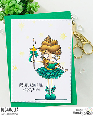 www.stampingbella.com: rubber stamp used: ODDBALL SUGAR PLUM FAIRY card by Debra James