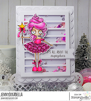 www.stampingbella.com: rubber stamp used: ODDBALL SUGAR PLUM FAIRY card by Jenny Dix