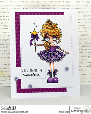 www.stampingbella.com: rubber stamp used: ODDBALL SUGAR PLUM FAIRY card by Michele Boyer