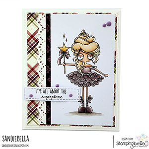 www.stampingbella.com: rubber stamp used: ODDBALL SUGAR PLUM FAIRY card by Sandie dunne