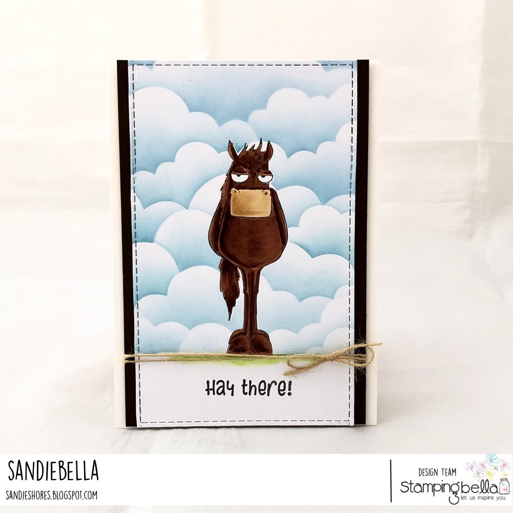 www.stampingbella.com: rubber stamp used ODDBALL FARM ANIMALS, DOWN ON THE FARM SENTIMENT SET card by Sandie Dunne