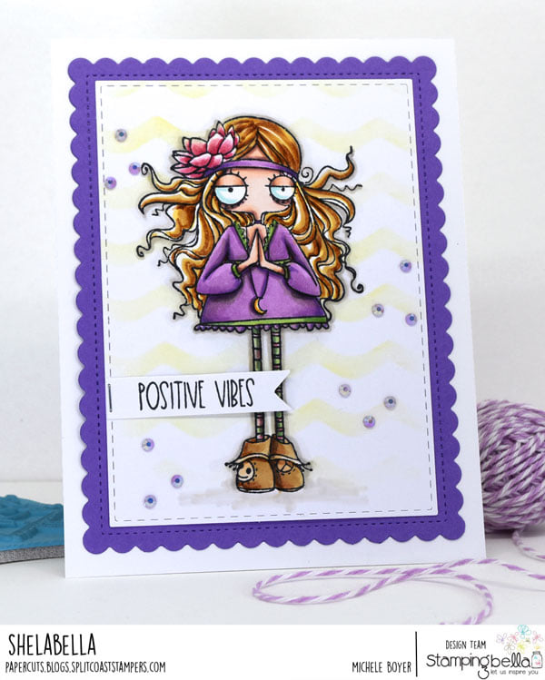 www.stampingbella.com: rubber stamp used ODDBALL HIPPIE  card by Michele Boyer