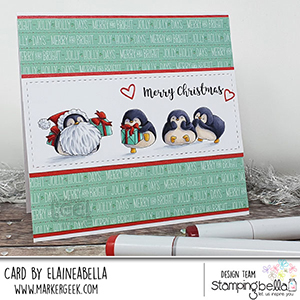 www.stampingbella.com: rubber stamp used Penguin Family. Card by Elaine Hughes