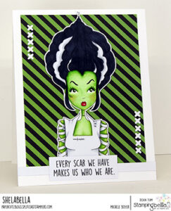 MOCHI BRIDE OF FRANKENSTEIN RUBBER STAMP SET (includes 1 sentiment)