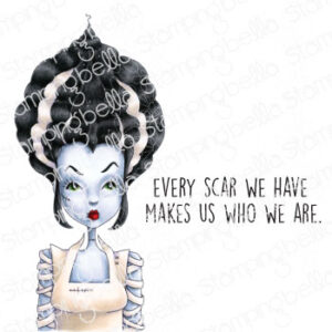 MOCHI BRIDE OF FRANKENSTEIN RUBBER STAMP SET (includes 1 sentiment)