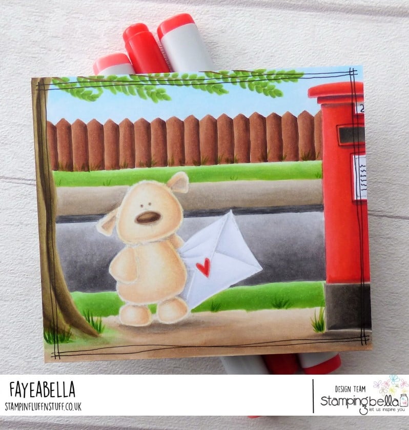 www.stampingbella.com: rubber stamp used :  HARRY the STUFFIE.  card by FAYE WYNN JONES