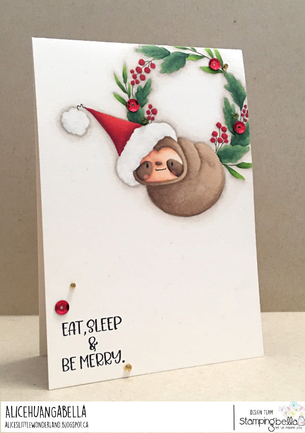 www.stampingbella.c rubber stamp used SLOTHWREATH. card by ALICE HUANG