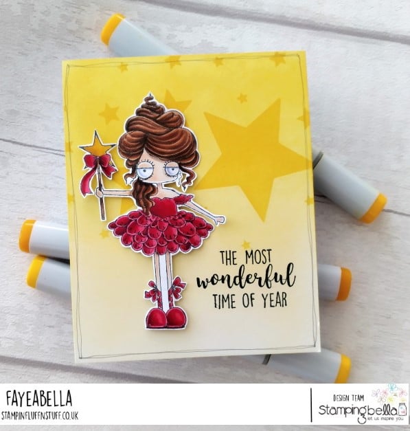 www.stampingbella.com: rubber stamp used: ODDBALL SUGAR PLUM FAIRY card by FAYE WYNN JONES