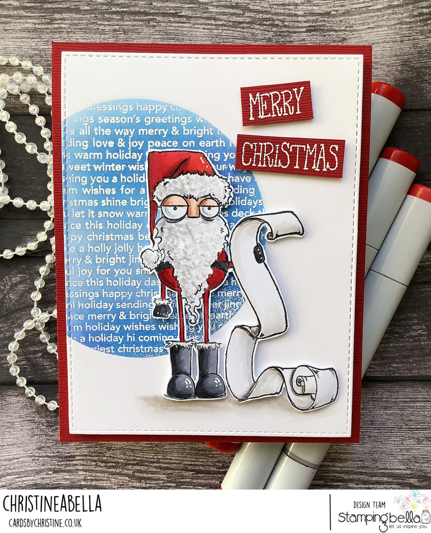 www.stampingbella.com: rubber stamp used : ODDBALL SANTA AND THE MISSUS , card by CHRISTINE LEVISON