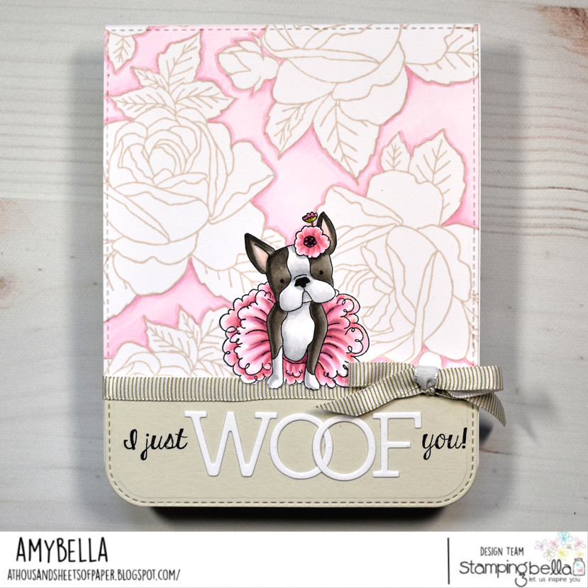 www.stampingbella.com: rubber stamp used BOSTONS PUG and Chihuahua. card by Amy Young