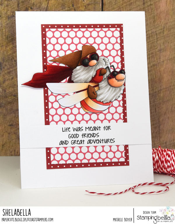 www.stampingbella.com: Rubber stamp used:  FLYING GNOME. CARD By Michele Boyer