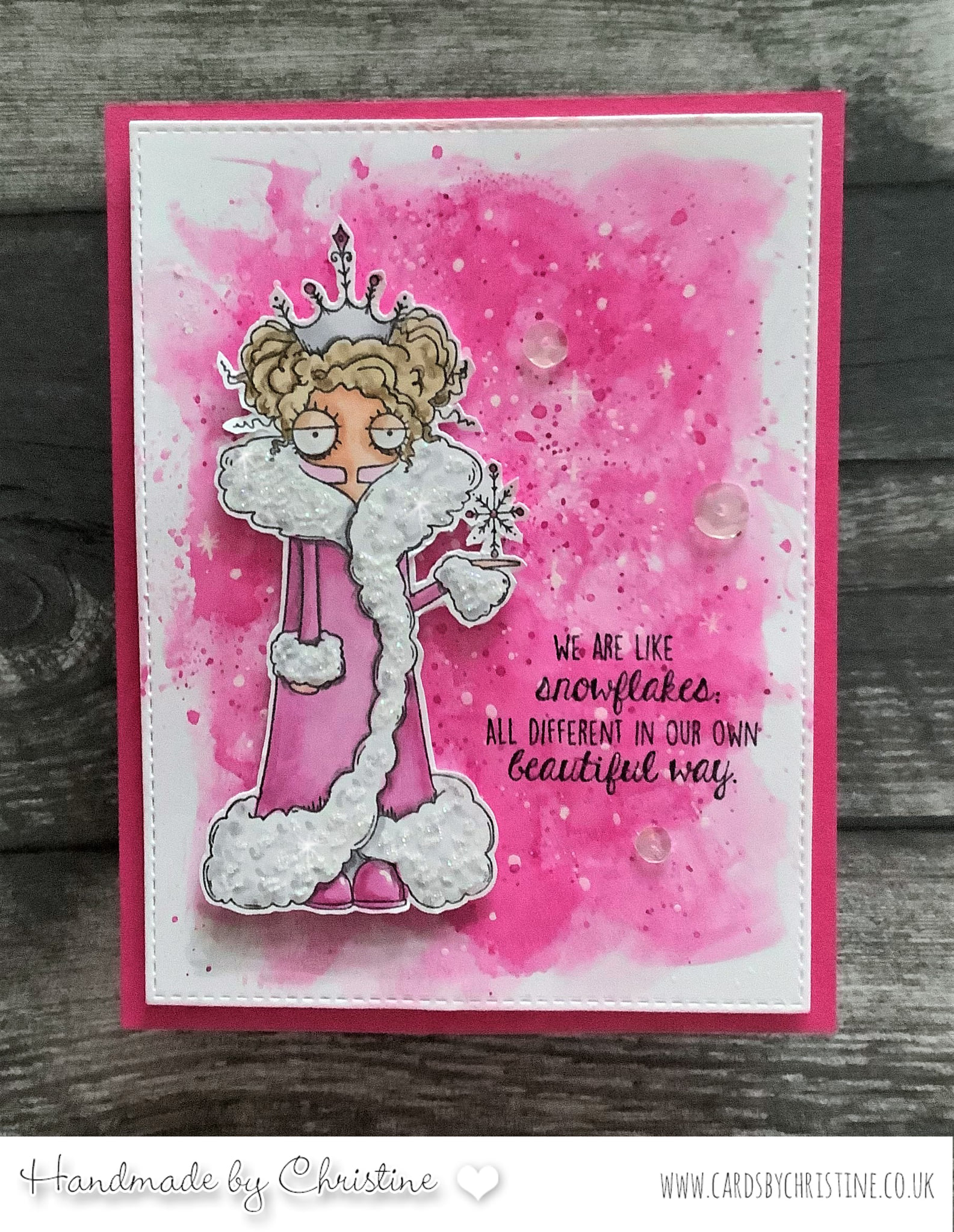 www.stampingbella.com: Rubber stamp used ODDBALL SNOWQUEEN, card by Christine Levinson