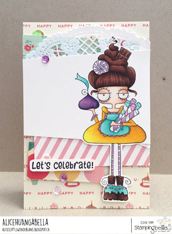 www.stampingbella.com: rubber stamp used :ODDBALL WITH A SWEET TOOTH card by ALICE HUANG