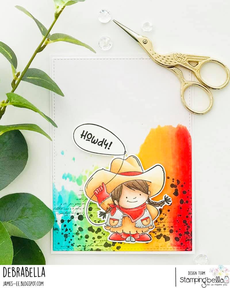 www.stampingbella.com: rubber stamp used: COWGIRL SQUIDGY card byDEBRA JAMES