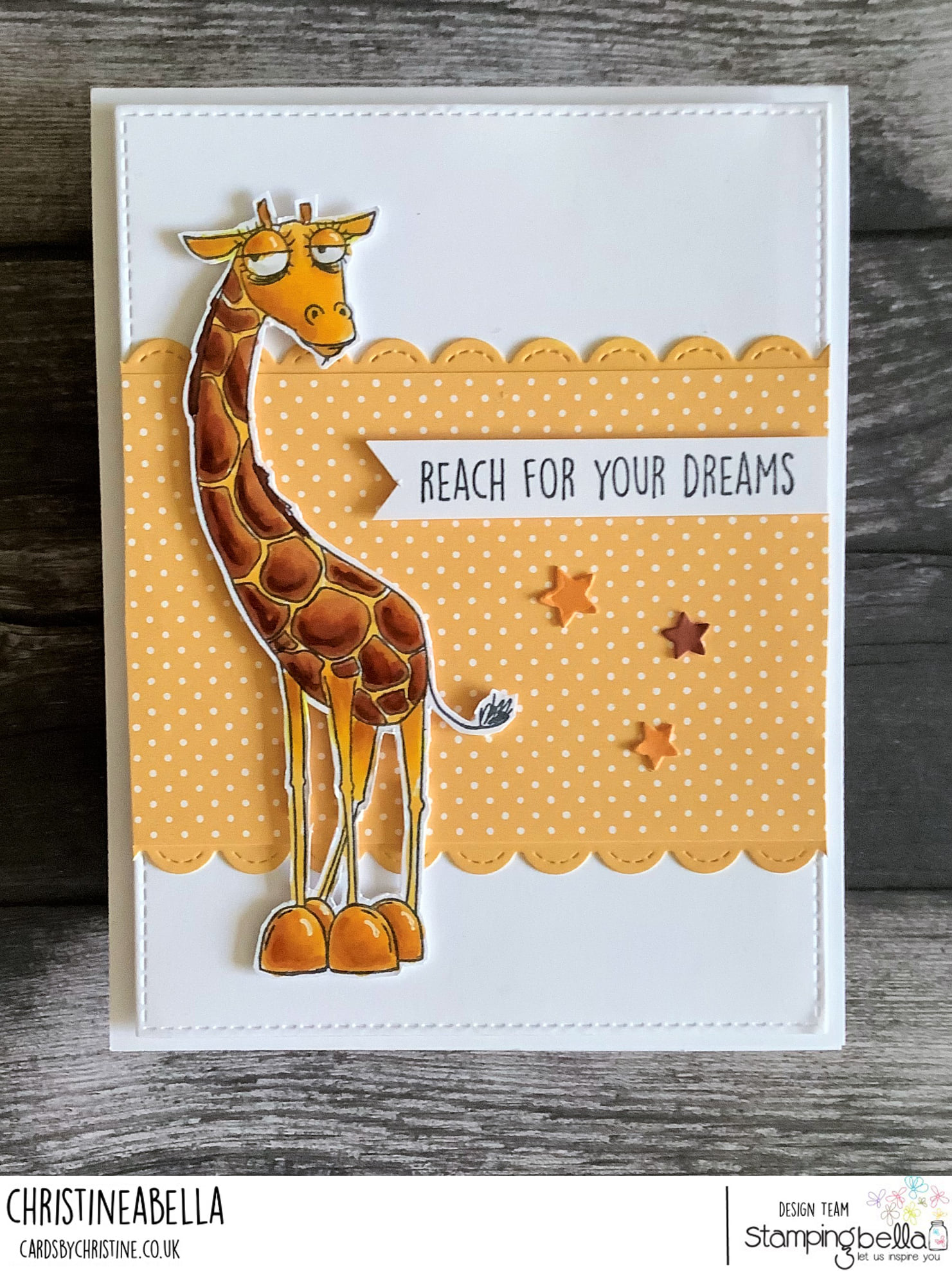 www.stampingbella.com: rubber stamp used: ODDBALL GIRAFFE card by Christine Levison