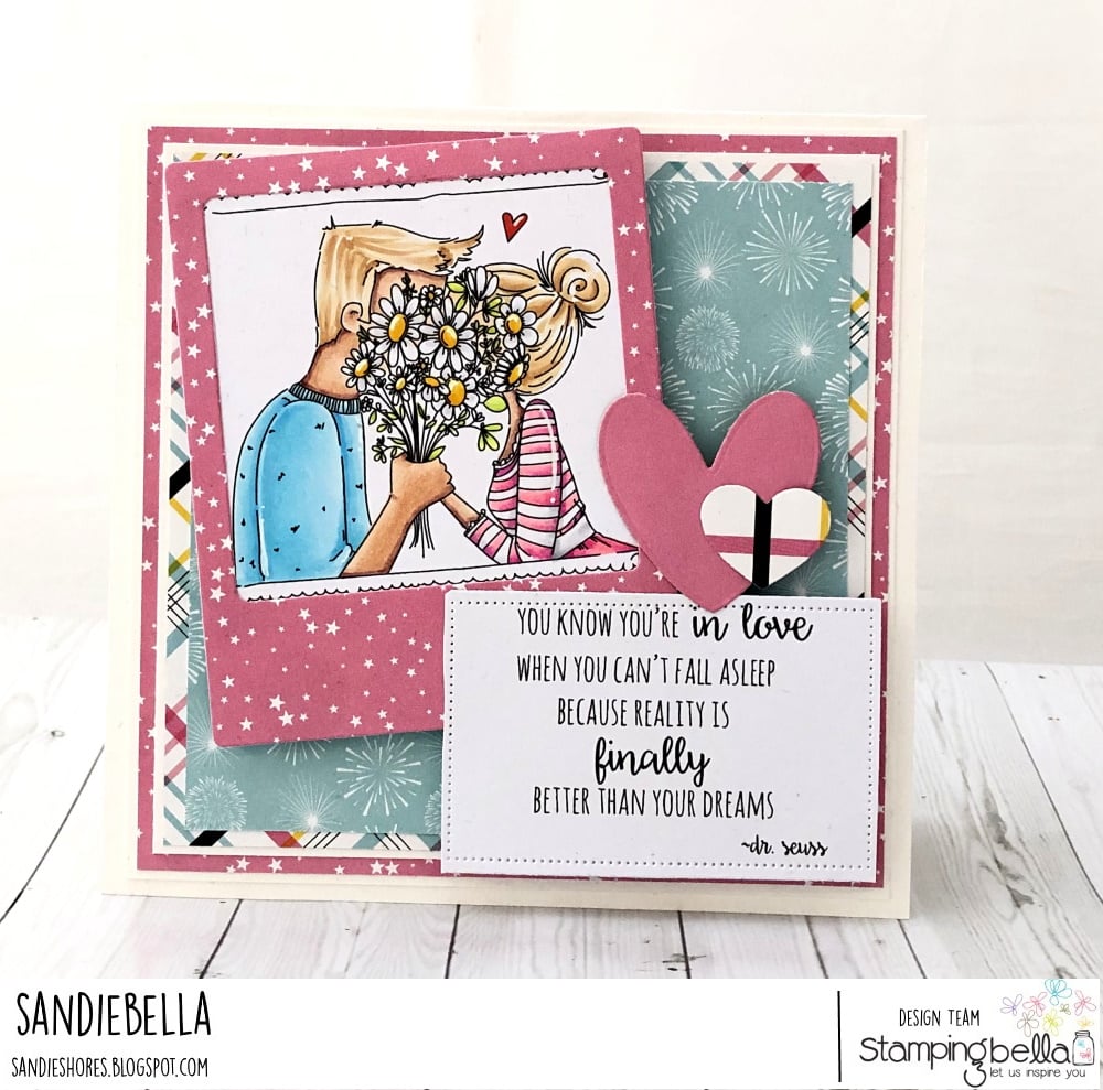 www.stampingbella.com: rubber stamp used: CLOSEUPS IN LOVE card by Sandie Dunne