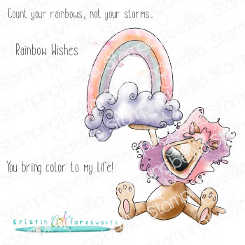 RAINBOW DANDY RUBBER STAMP SET (includes 3 sentiment stamps)