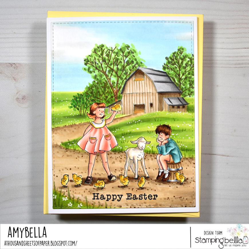 www.stampingbella.com : rubber stamp used EDGAR AND MOLLY VINTAGE COLLECTION card by Amy Young