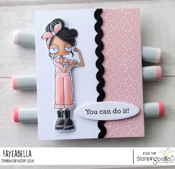 www.stampingbella.com: rubber stamp used: ODDBALL ROSIE card by Faye Wynn Jones