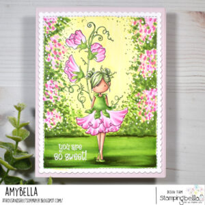 TINY TOWNIE GARDEN GIRL SWEETPEA RUBBER STAMP (April's BIRTH FLOWER)