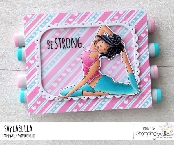 www.stampingbella.com: Rubber stamp used : MOCHI YOGA GIRL card by FAYE WYNN JONES