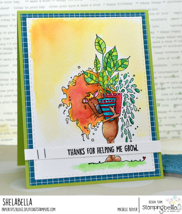 www.stampingbella.com: rubber stamp used PLANTY DANDY card by Michele Boyer