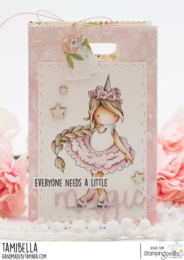 www.stampingbella.com: rubber stamp used: TINY TOWNIE UNICORN. card by Tamara Potocnik