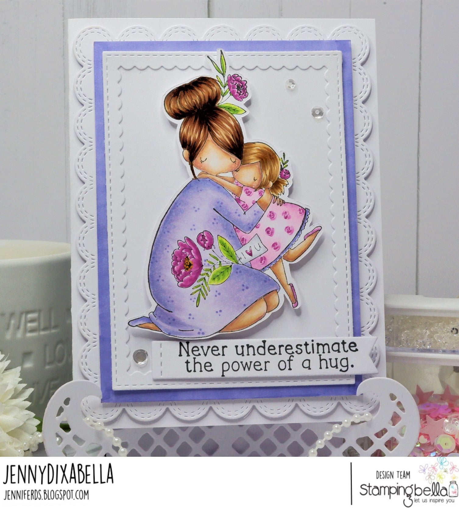 www.stampingbella.com: rubber stamp used CURVY GIRL BIG HUG. card by JENNY DIX