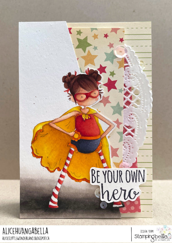 www.stampingbella.com: rubber stamp used: TINY TOWNIE HAYLEY the HERO,  card by ALICE HUANG