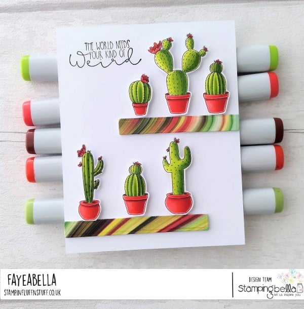 www.stampingbella.com: rubber stamp used: CACTI card by Faye Wynn Jones