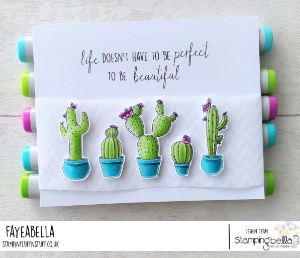 www.stampingbella.com: rubber stamp used: CACTI card by Faye Wynn Jones