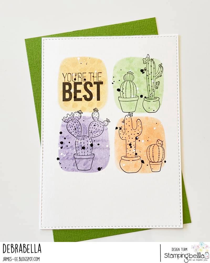 www.stampingbella.com: rubber stamp used: CACTI card by Debra James