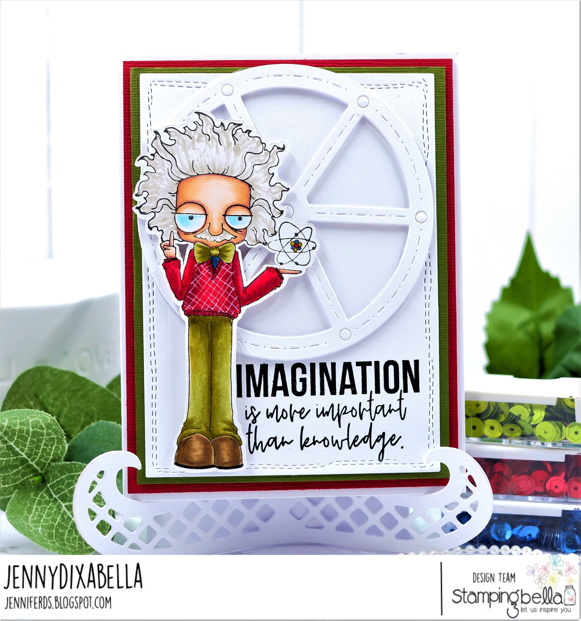 www.stampingbella.com: rubber stamp used : ODDBALL EINSTEIN  card by Jenny Dix