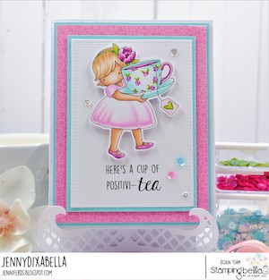 www.stampingbella.com: RUBBER STAMP USED: TINY TOWNIE LOVES TEA card by Jenny Dix