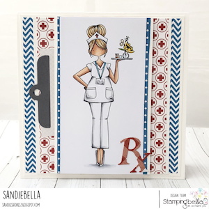 www.stampingbella.com: rubber stamp used CURVY GIRL NURSE card by Sandie Dunne