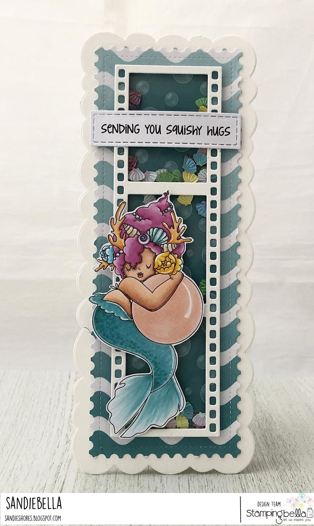 www.stampingbella.com: RUBBER STAMP USED: EDNA HUGGING A PEARL card by Sandie Dunne